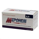 Меронем, порошок для приготовления раствора для внутривенного введения 0.5 г 10 шт